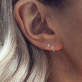 wholesale S925 Sterling Silver C-shaped Geometric Single Ear Cuff With Row Zircons For Non-pierced Ears-0-2