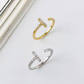 wholesale S925 Sterling Silver Micro-paved Zirconia Geometric Open Ring For Women,ins。-0-1