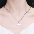 wholesale S925 Sterling Silver Retro Letter Pendant Necklace Women's Short Chain Elegant Internet Celebrity Same Style Left One Accessory-0-2