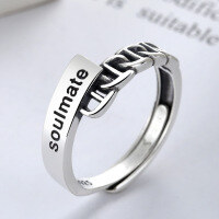 wholesale S925 sterling silver pig nose ring, fashionable, simple, elegant, open-ended, trendy, ins minimalist style, versatile wholesale ring-YJ097/about 2.7g Adjustable opening