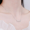 wholesale Metal material S925 Sterling Silver Creative English Letters Forget-Me-Not Eternal Necklace Fashionable Temperament New Gift for Women Collarbone Chain-0-3