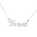 wholesale Metal material S925 Sterling Silver Creative English Letters Forget-Me-Not Eternal Necklace Fashionable Temperament New Gift for Women Collarbone Chain-0-4
