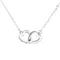 wholesale S925 Sterling Silver Cloud Tide Pavilion Heart Necklace, Fashion Women's Collarbone Chain with Interlocking Hearts Pendant Birthday Gift for Girlfriend-0-4