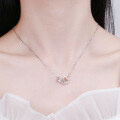 wholesale S925 Sterling Silver Cloud Tide Pavilion Heart Necklace, Fashion Women's Collarbone Chain with Interlocking Hearts Pendant Birthday Gift for Girlfriend-0-3