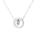 wholesale Sterling silver lightweight luxury women's necklace with minimalist double rotating circles, delicate and unique ins-style design, understated yet elegant collarbone chain-0-4