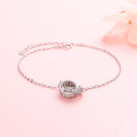 wholesale S925 Sterling Silver New Popular Double Loop Four-Prong Diamond Bracelet for Women, Holiday Gift for Best Friend, Versatile Accessory-YG002/Rose Gold 2.45g 925 Silver