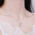 wholesale "Pure silver moon love heart necklace for women, small trendy design, popular gift for best friends, birthday, or Qixi Festival"-0-2