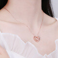 wholesale Metal: Sterling Silver Women's Heart Pendant Collarbone Chain, Fashionable New Style, Simple and Elegant, Niche Trend, Internet-Famous Rose Gold-Toned, Gift for Girlfriend-0-3