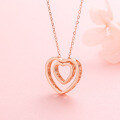 wholesale Metal: Sterling Silver Women's Heart Pendant Collarbone Chain, Fashionable New Style, Simple and Elegant, Niche Trend, Internet-Famous Rose Gold-Toned, Gift for Girlfriend-0-0