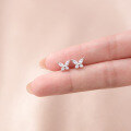 wholesale Sterling Silver Dainty Small Butterfly Ear Studs Korean Style Sweet and Versatile Sparkling Diamond Inlaid Earrings for Women G6460-0-0