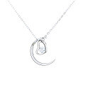 wholesale "Pure silver moon love heart necklace for women, small trendy design, popular gift for best friends, birthday, or Qixi Festival"-0-4