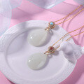 wholesale 925 Silver Gold-Plated with Nánhóng, Turquoise, Waterdrop, and Hetian Jade Pendant with Appraisal Certificate Gift for Girlfriend-0-3