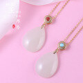 wholesale 925 Silver Gold-Plated with Nánhóng, Turquoise, Waterdrop, and Hetian Jade Pendant with Appraisal Certificate Gift for Girlfriend-0-0