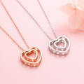 wholesale Metal: Sterling Silver Women's Heart Pendant Collarbone Chain, Fashionable New Style, Simple and Elegant, Niche Trend, Internet-Famous Rose Gold-Toned, Gift for Girlfriend-0-1