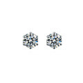 wholesale [925 Sterling Silver] Direct from manufacturer, classic and fashionable six-prong 50-point D-color moissanite earrings, Korean-style elegant women's accessories-0-4