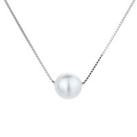 wholesale S925 sterling silver new fashion minimalist pearl pendant necklace for women, versatile short collarbone chain, Korean and Japanese style, wholesale-YD012/approx. 1.46g diameter 0.6" 925 silver