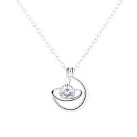 wholesale Pure Silver Dreamy Planet Rose Gold Pendant Necklace, Trendy Niche Light Luxury Collarbone Chain, Minimalist Elegant Internet-famous Gift-YD013/white gold about 2.23 grams 925 silver