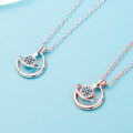 wholesale Pure Silver Dreamy Planet Rose Gold Pendant Necklace, Trendy Niche Light Luxury Collarbone Chain, Minimalist Elegant Internet-famous Gift-0-1