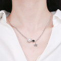 wholesale 925 Sterling Silver New Star Pearl Versatile Necklace Minimalist Ins Trend Retro Short Style Pure Silver Collarbone Chain-0-3