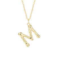 wholesale 925 Silver Farfan Surname Letter Necklace For Women,ins Layering Fashion,。-A2041_Letter M 925 Silver