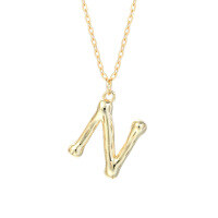 wholesale 925 Silver Farfan Surname Letter Necklace For Women,ins Layering Fashion,。-A2041_Letter N 925 silver