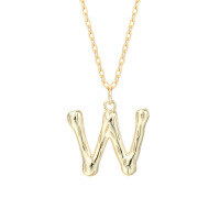 wholesale 925 Silver Farfan Surname Letter Necklace For Women,ins Layering Fashion,。-A2041_Letter W 925 Silver