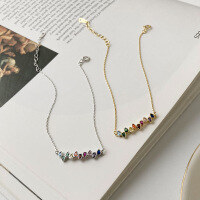 wholesale S925 Sterling Silver Cross-border Fashion Multi-color Zircon Bracelet For Women, Light Luxury With Colorful Zircons, Versatile European And American Jewelry-L518_Gold Bracelet 925 Silver