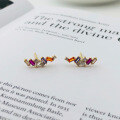 wholesale S925 Sterling Silver Women's Earrings With Irregular Colored Zircon In, Cross-border Spot-0-1