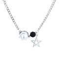 wholesale 925 Sterling Silver New Star Pearl Versatile Necklace Minimalist Ins Trend Retro Short Style Pure Silver Collarbone Chain-0-4