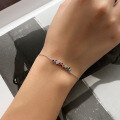 wholesale S925 Sterling Silver Cross-border Fashion Multi-color Zircon Bracelet For Women, Light Luxury With Colorful Zircons, Versatile European And American Jewelry-0-3