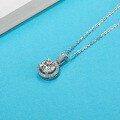 wholesale 18k Gold Plated Sterling Silver Moissanite Women's Euro-American Cross-Border Round Bezel Pendant Wholesale Necklace Agate-0-3