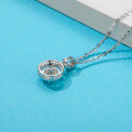 wholesale 18k Gold Plated Sterling Silver Moissanite Women's Euro-American Cross-Border Round Bezel Pendant Wholesale Necklace Agate-0-1
