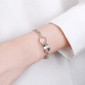 wholesale Creative handmade S925 silver fashionable Korean-style six-word mantra double-ring buckle horseshoe bracelet for women, trendy gift-0-2