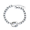 wholesale Creative handmade S925 silver fashionable Korean-style six-word mantra double-ring buckle horseshoe bracelet for women, trendy gift-0-4