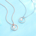 wholesale 925 Sterling Silver Rotating Pearl Circle Pendant Necklace Women's Collarbone Chain Minimalist Design Internet Famous Elegant-0-1