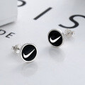 wholesale Pure silver 99 hook earrings new trendy black fitness popular sports couple victory earrings for women-0-1
