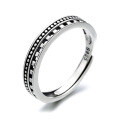 wholesale 925 Sterling Silver Fashion Women's Ring, Personality Polka Dot Line Index Finger Ring, Ins Trend Niche Design Retro Adjustable Ring-0-6