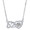 wholesale S925 Sterling Silver Moissanite 520 Necklace for Women, Korean Style Movable Collarbone Chain, Fashionable and Versatile Valentine's Day Gift-0-4