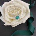 wholesale S925 silver plated white gold retro boho cultivated emerald pendant elegant collarbone chain gift-0-1