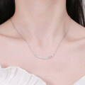 wholesale 925 Sterling Silver One-Word Arc Smile Necklace Women Ins Niche Design New Trendy Light Luxury Collarbone Chain-0-3