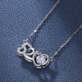 wholesale S925 Sterling Silver Moissanite 520 Necklace for Women, Korean Style Movable Collarbone Chain, Fashionable and Versatile Valentine's Day Gift-0-2