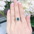 wholesale 925 Silver Creative Luxury Lab-Grown Emerald Ring, European and American Popular Open Adjustable Women's Ring-0-2