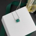 wholesale S925 silver plated white gold retro boho cultivated emerald pendant elegant collarbone chain gift-0-2