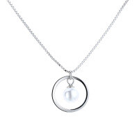 wholesale 925 Sterling Silver Rotating Pearl Circle Pendant Necklace Women's Collarbone Chain Minimalist Design Internet Famous Elegant-YD015/approx. 2.51g/white gold 925 silver