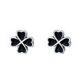 wholesale 925 Sterling Silver Four Leaf Clover Ear Studs, Trendy Minimalist Small FreshEar Jewelry for Women-0-4