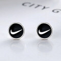 wholesale Pure silver 99 hook earrings new trendy black fitness popular sports couple victory earrings for women-0-0
