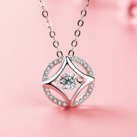 wholesale S925 Sterling Silver Women's Necklace Beating Heart Pendant Collarbone Chain Dynamic Forest Style Pendant Women's Jewelry Valentine's Day Gift-Other colors can be customized 925 silver