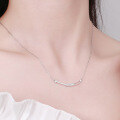 wholesale 925 Sterling Silver One-Word Arc Smile Necklace Women Ins Niche Design New Trendy Light Luxury Collarbone Chain-0-2
