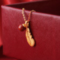 wholesale 925 silver gold-plated feather with inlaid southern red agate bead pendant,。-0-3