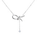 wholesale S925 sterling silver knotted necklace for women, small unique design collarbone chain, ins minimalist elegant luxury viral jewelry-0-4